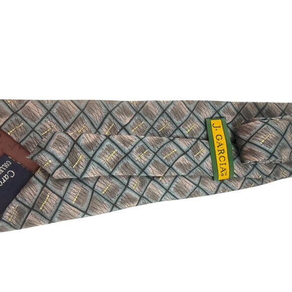 Jerry Garcia Silk Tie Blue Grey Abstract Pattern Necktie Mens Business Office - Picture 3 of 9